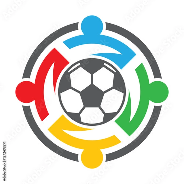 Fototapeta Soccer teamwork vector logo design