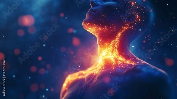 Fototapeta Inner Fire: A Celestial Human Form