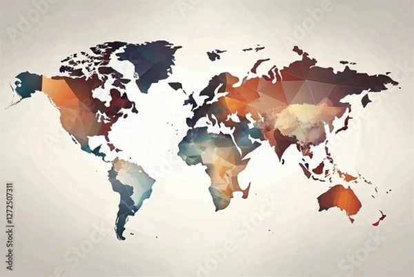 Fototapeta Minimalist World Map: Modern & Simple Global Geography Illustration