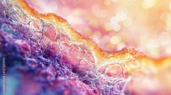 Fototapeta Elegant Microscopic View of Tissue Layers with Soft Color Bokeh