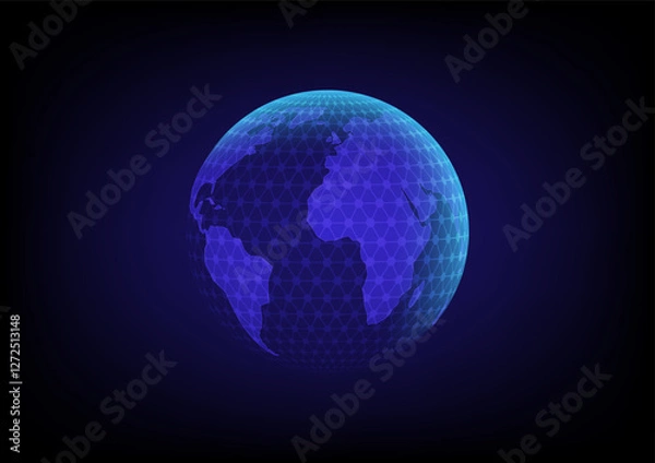 Fototapeta Abstract background with futuristic polygon global map