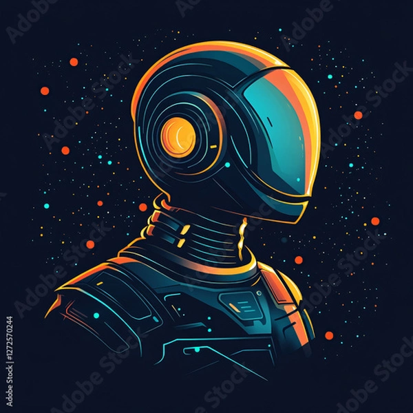 Fototapeta Futuristic Astronaut in Neon Cosmic Adventure: A Vibrant Sci-Fi Portrait