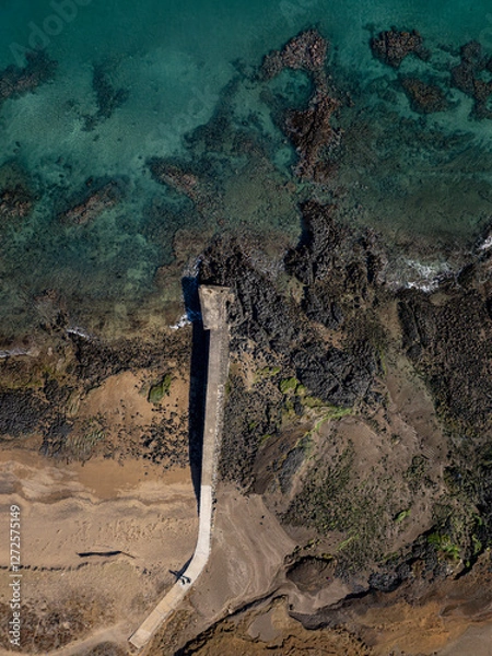 Fototapeta 하늘에서 드론으로 촬영한 바다풍경 제주 서귀포시 안덕면 사계리 사계해안