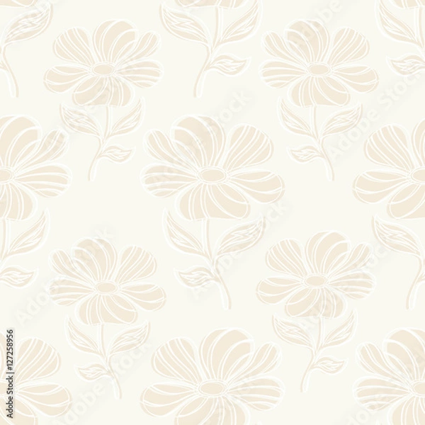 Fototapeta Cute floral background, retro style seamless pattern