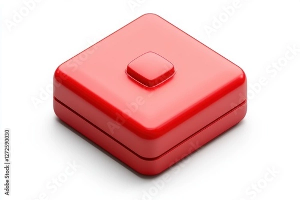Obraz Minimalist Red Square Container with Smooth Surface and Simple Design Isolated on White Background