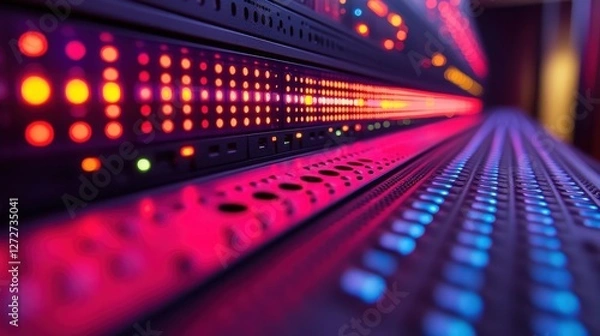Fototapeta Colorful Abstract Lights in a Modern Digital Audio Setup