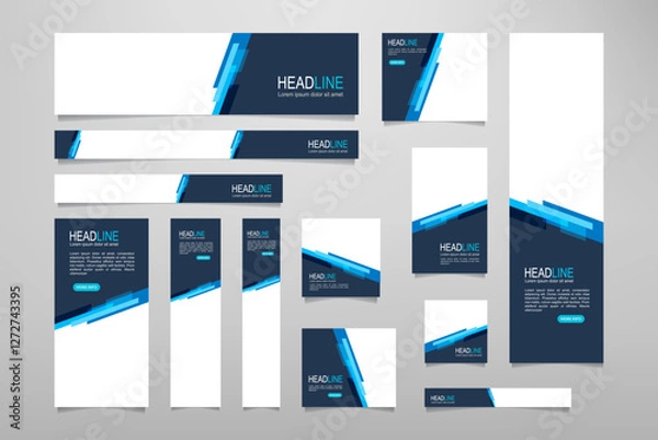 Fototapeta Set of promotion kit banner template design with modern shape