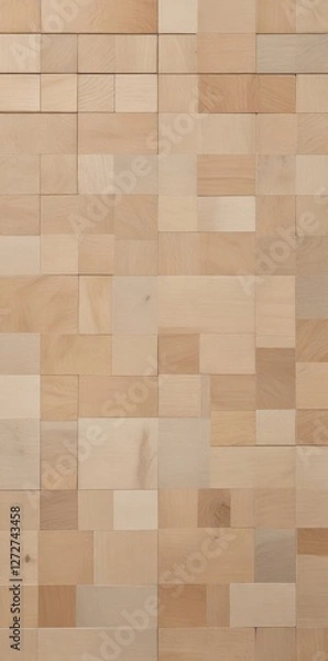 Fototapeta Abstract Light Wood Block Panel Texture A Seamless Composition of Varied Sizes and Shades