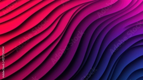 Obraz A vibrant gradient of pink and purple waves creates a visually striking abstract pattern.