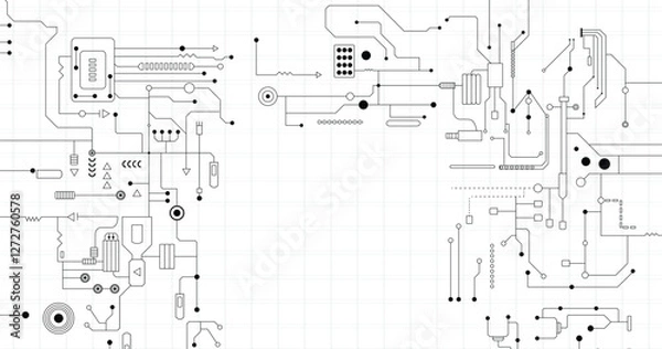 Fototapeta Seamless pattern with Circuit board. Electronics board. High-tech technology background texture. Digital technology circuit board background and space for your text.