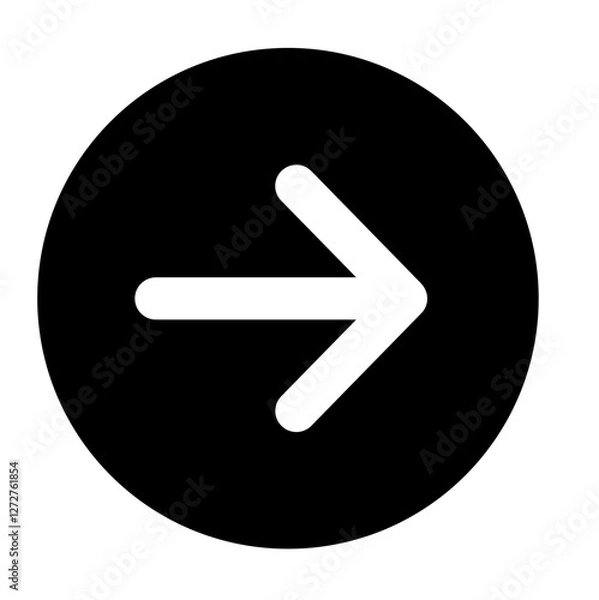 Obraz Regular Rounded tips soft Arrow in black circle