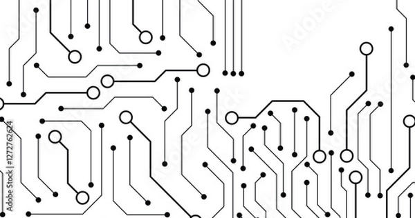 Obraz Electronics board. Circuit board electronic hi tech pattern.  abstract computer chip. Black monochrome background. 