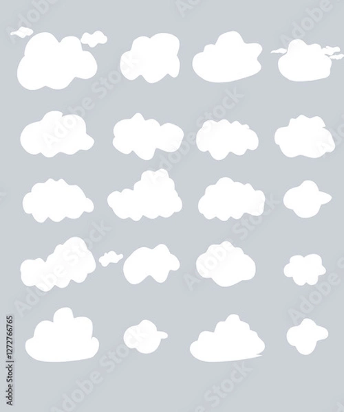 Fototapeta Vector clouds in flat illustration, cartoon clouds graphics
