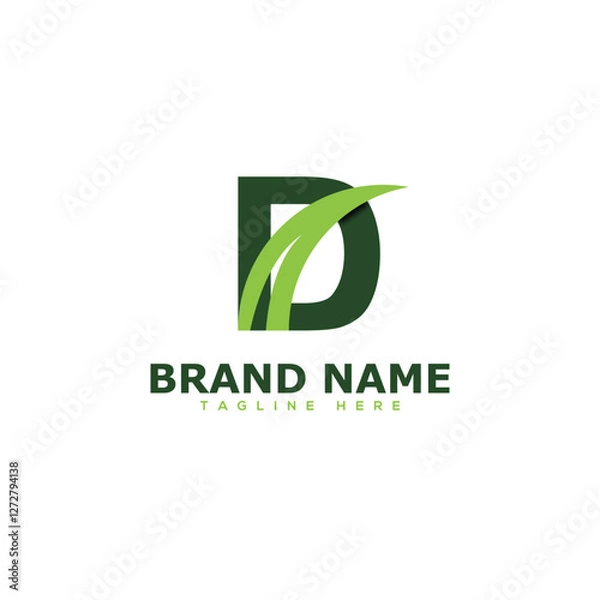 Fototapeta Letter D Logo Gradient Colorful Vector Design Illustration with Leaf Modern Logo Design Template
