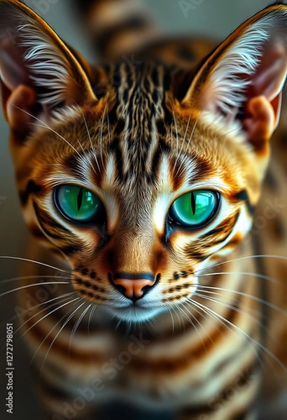 Obraz Top-Down View of a Bengal Cat with Exotic Coat Patterns