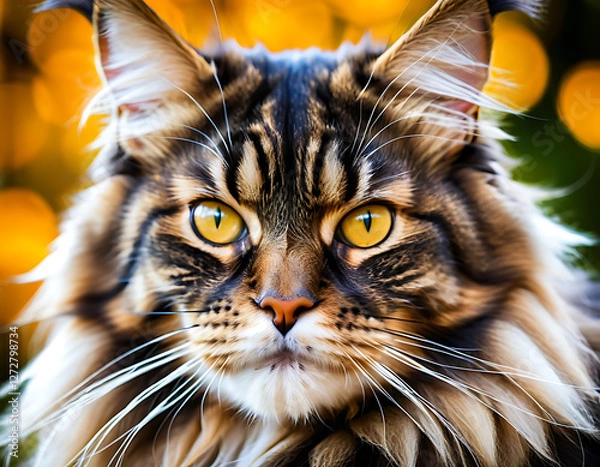 Obraz Eagle View Close-Up of a Majestic Maine Coon Cat