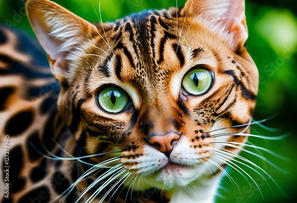 Obraz Top-Down View of a Bengal Cat with Exotic Coat Patterns