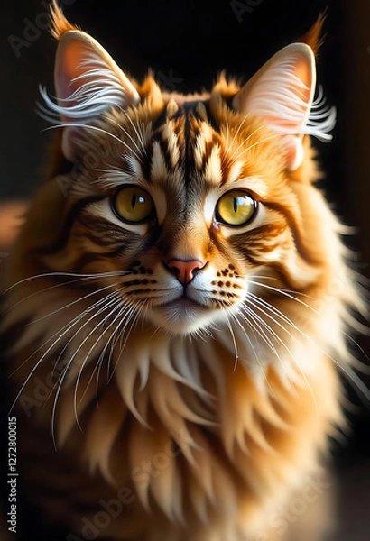 Obraz Eagle View Close-Up of a Majestic Maine Coon Cat