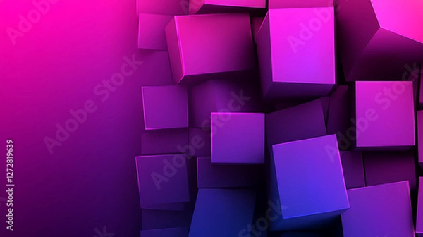 Fototapeta Gradient Cube Assemblage Abstract Design with Magenta and Blue Hues Contemporary Presentation.