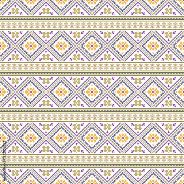 Fototapeta Beautiful retro seamless pattern design by geometric 