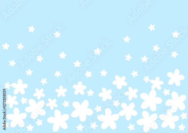 Obraz たくさんの白い花の壁紙　背景　水色