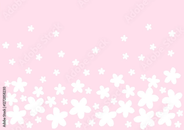 Fototapeta たくさんの白い花の壁紙　背景　ピンク