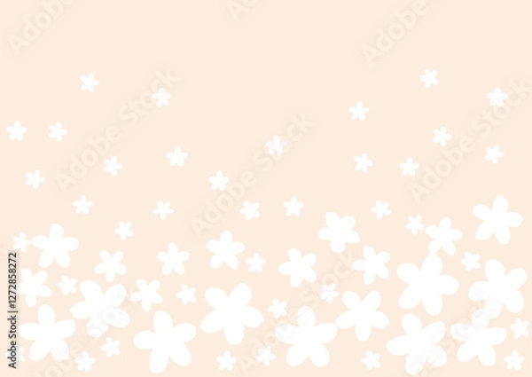 Obraz たくさんの白い花の壁紙　背景　ベージュ