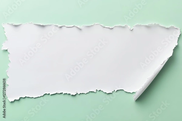 Obraz 破れた紙と緑色の背景のクリエイティブなデザインスペース | Creative Torn Paper on Green Background with Design Space