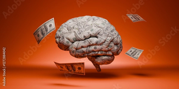 Obraz Human brain covered in dollar bills