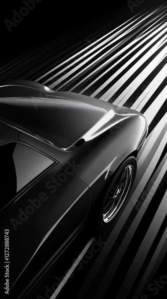 Fototapeta Sleek metallic textures with diagonal speed lines in dark gray and silver tones. Suits car launch promotions or brand visuals