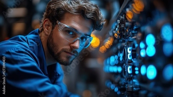 Fototapeta engineer harnessing smart industry 4 0 technologies for enhanced energy efficiency,sustainable development management