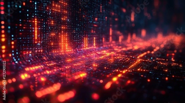 Fototapeta fintech icon displayed on dynamic abstract financial technology background with digital data,graph elements