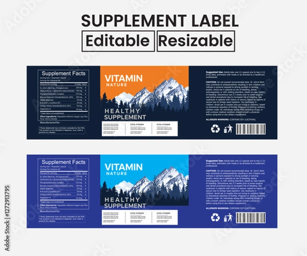 Obraz Supplement label design| Vitamin label design template