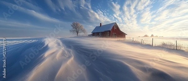 Fototapeta Dynamic snow patterns aerial views of winter's artistry in high-fidelity landscapes