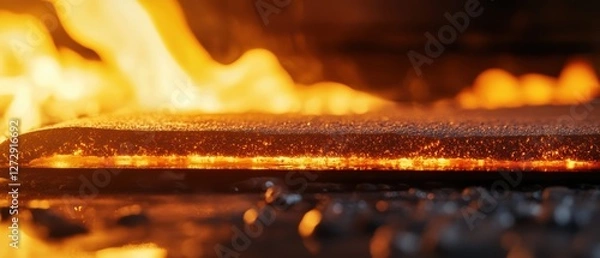Fototapeta Close-up exploration of fire-resistant layers in high-temperature industrial settings