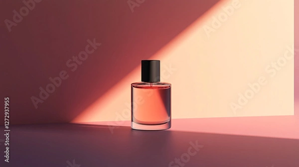 Fototapeta Artful play of light and shadow enhances a graceful perfume bottle in a creative still life setup
