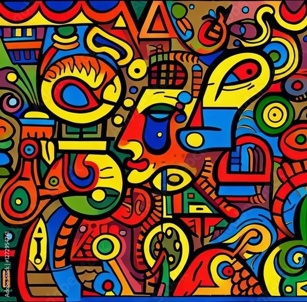 Fototapeta Psychedelic Neotribal Symbolic Artistic Abstract Overlays