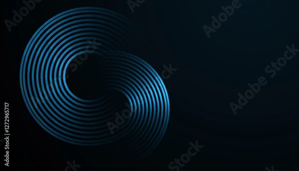 Fototapeta Futuristic Abstract Background with Circular Interconnected Cyan Lines on a Dark Gradient, Creating a Sleek, Minimal, and Modern Design for Business and Technology Branding
