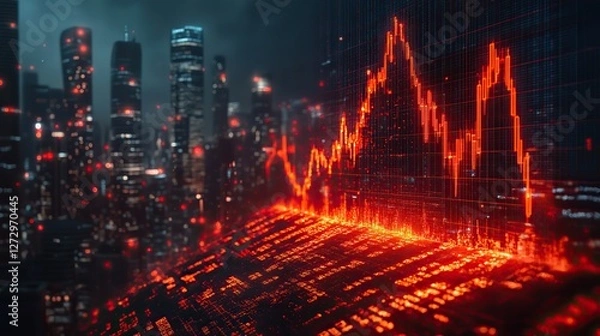 Fototapeta impact of economic recession on business financial stability with bankrupt graph illustrating decline and financial crisis in modern market environment