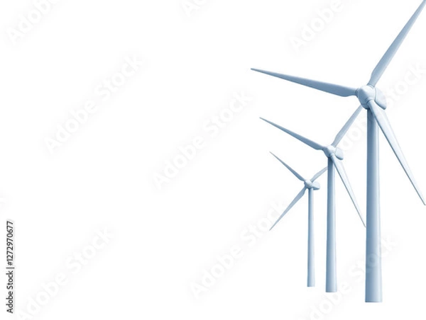 Fototapeta Wind turbines, clean energy, green power sustainable energy, wind farm, turbine technology