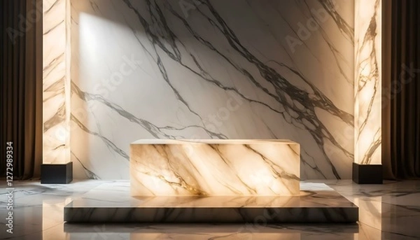 Fototapeta Luxurious Marble Display Platform: Elegant Product Showcase