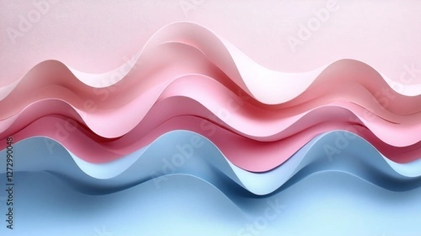 Fototapeta Abstract paper waves in pastel colors