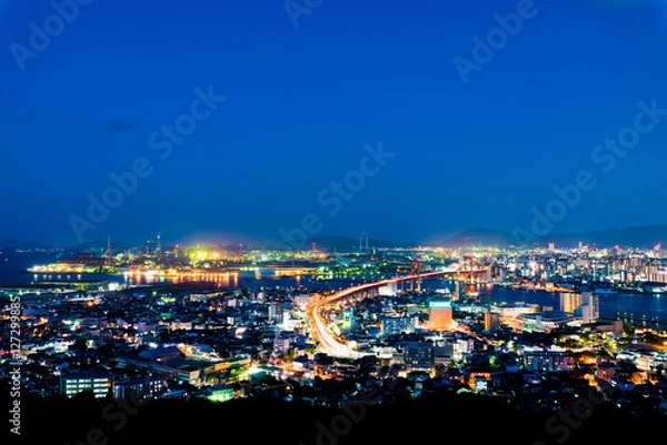 Fototapeta 北九州　洞海湾高塔山からの夜景