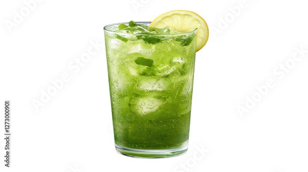 Fototapeta Invigorating green drink with zesty lemon, a refreshing summer delight 