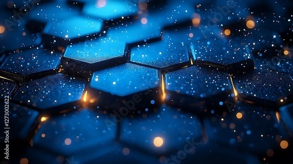 Fototapeta Abstract blue hexagon technology background
