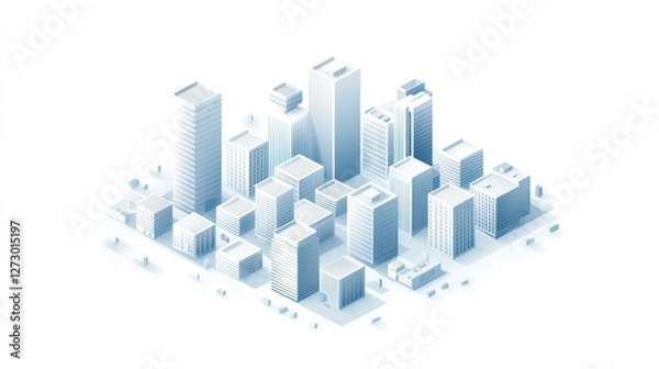 Fototapeta Isometric city skyline, urban development, background, future planning, website banner
