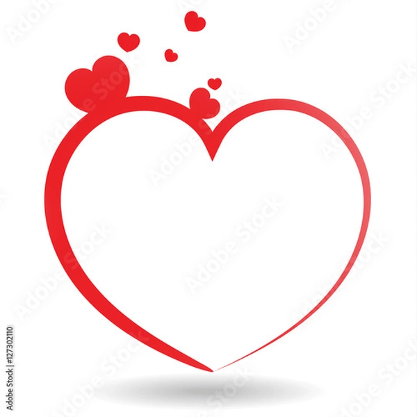 Obraz Vector red heart Beautiful white background.