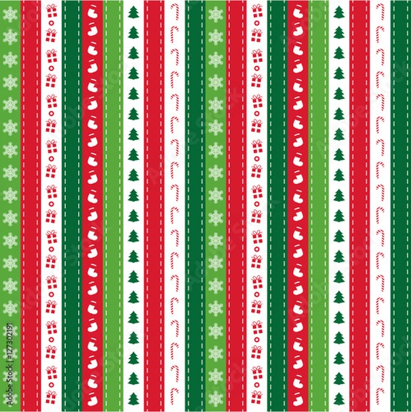 Obraz Christmas stripe pattern template - green and red design