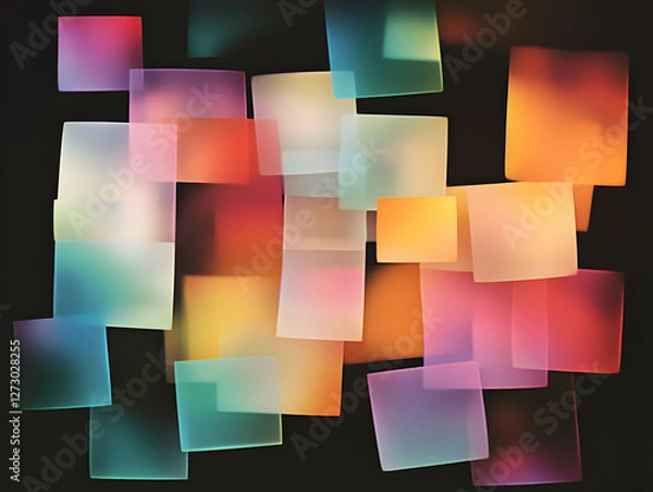 Fototapeta Modern Digital Art with Luminous Squares Generative AI  