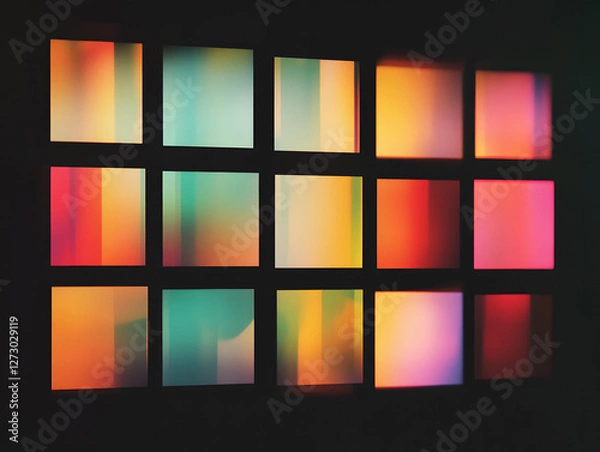 Fototapeta Modern Digital Art with Luminous Squares Generative AI  
